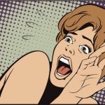 怖がる女性のイラスト