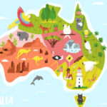 オーストラリアの地図のイラスト