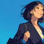 希望に満ちた表情で空を見上げる女性｜キャリアアップや挑戦を象徴する人物画像