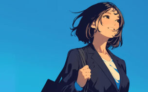 希望に満ちた表情で空を見上げる女性｜キャリアアップや挑戦を象徴する人物画像